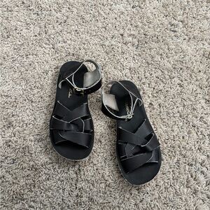Sun-San Swimmer Brown Leather Sandals with Ankle Strap